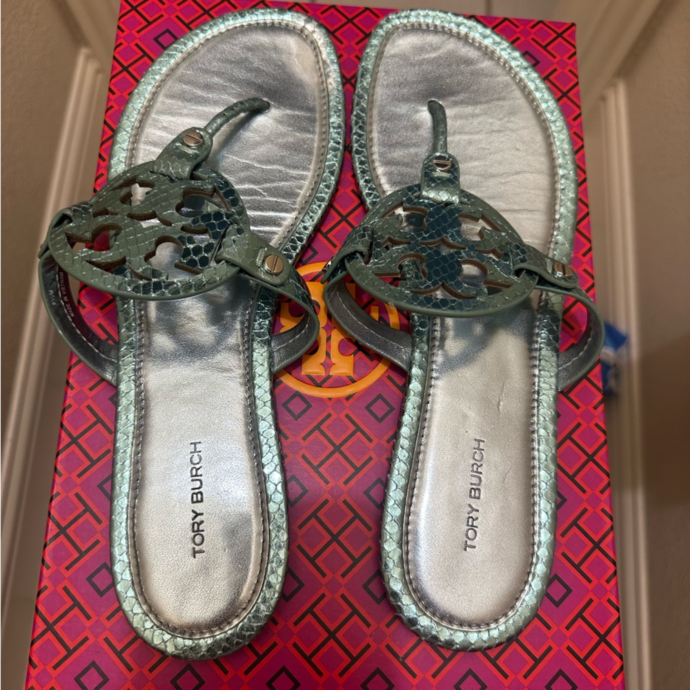 Tory Burch  Metallic Blue Sandals - Size 9.5